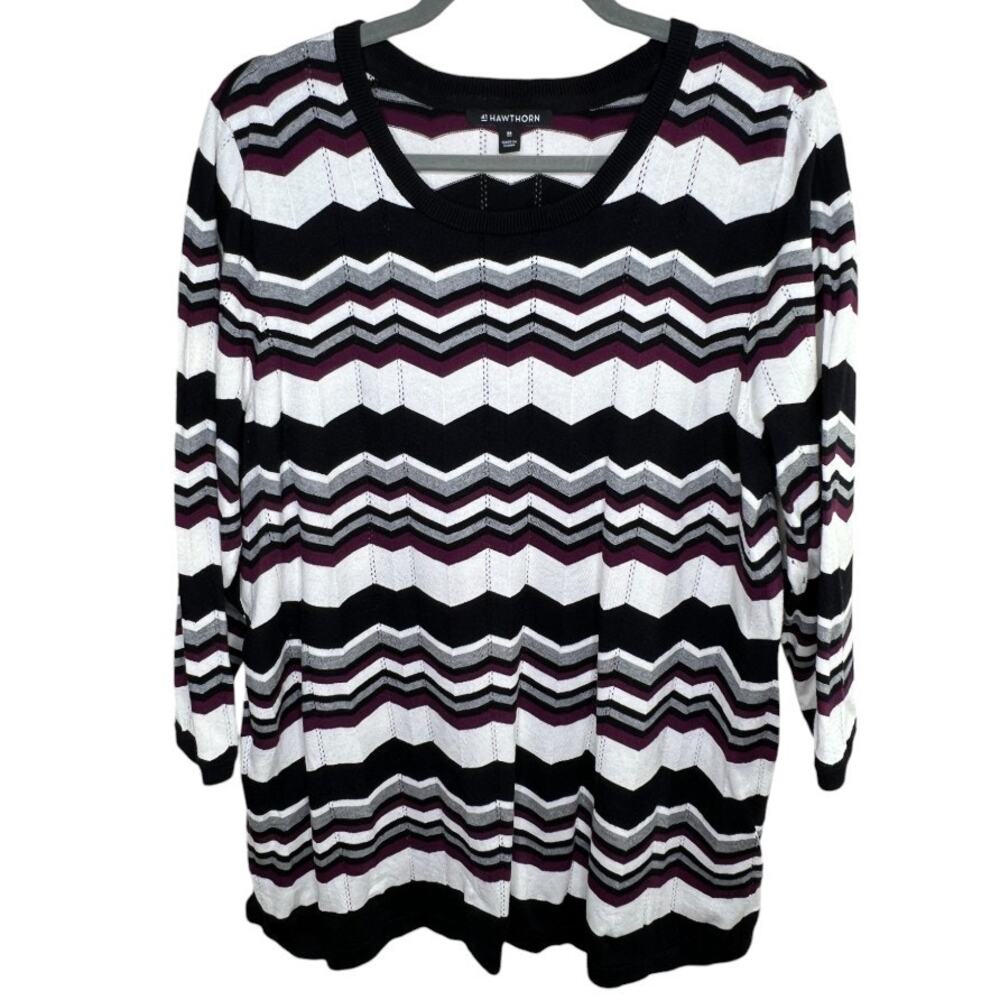 41 Hawthorn Chevron Pullover Sweater 3/4 Sleeve Women's Size 2X